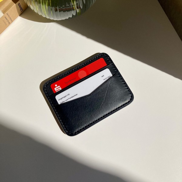 GeldböRse Schwarz Geldbeutel Wallet Portmonee Echt Leder Portemonnaie Kartenetui-image