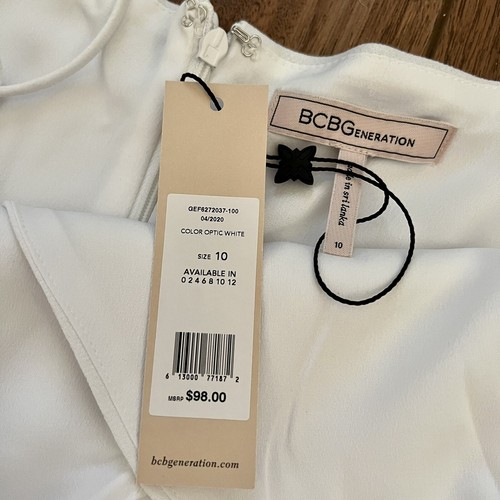 NWT BCBGeneration White Cocktail Surplice Cami Woven Mini Dress Size 10 - Picture 11 of 12