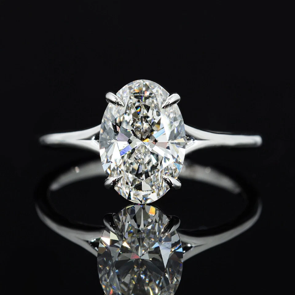 Oval 2.00 Carat  IGI Certified Engagement Diamond  Ring 14k White Gold Lab Grown - Image 2 of 4