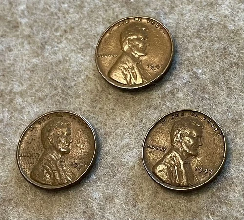 1947 P D S Lincoln Wheat Cent 3 coin Set  Free Shipping Lot 5