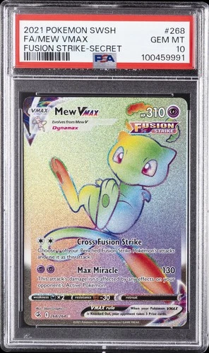 2021 POKEMON SWORD & SHIELD FUSION STRIKE SECRET #268 FULL ART/MEW VMAX PSA 10