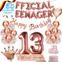 Deko 13. Geburtstag MäDchen Teenager - 42 StüCk RoséGold Happy Birthday Banner O