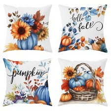 SEGXCFL Fall Pillow Covers 16x16 Set of 4 Velvet Pumpkin Farmhouse Watercol...