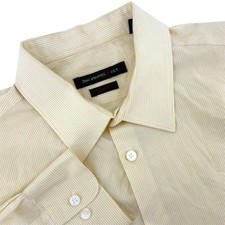 John Varvatos USA Mens Slim Fit Yellow Micro Stripe Button Down Shirt 16 32/33