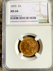 US LIBERTY HEAD GOLD $5 1895 NGC MS66 NO RESERVE