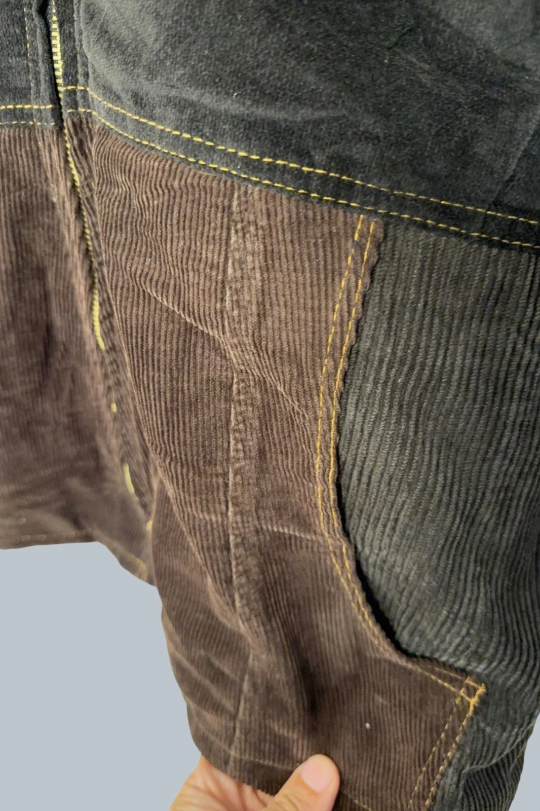 Reworked Carhartt Patchwork Corduroy Jacket S Brown Olive Colorblock Quilted image 3