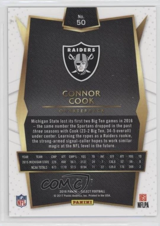 2016 Panini Select Concourse Tie-Dye Prizm /25 Connor Cook #50 Rookie RC - Image 2 of 2