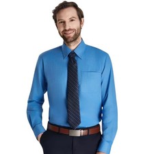 Club Room Men's Button-Down Oxford Solid Dress Shirt, Blue Laser Size M NWT
