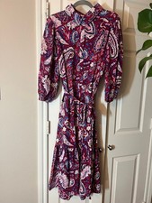 Women's Umgee Paisley Shirt Dress Rich Burgundy/Red Background - Medium