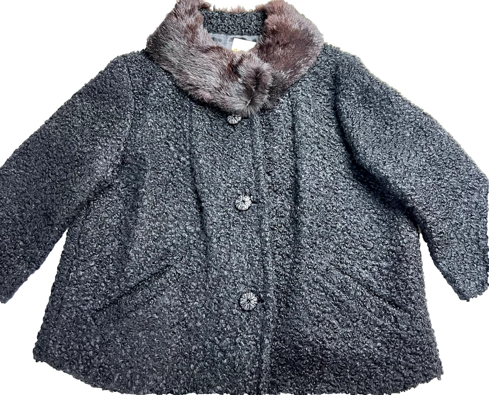 Vintage Persian Lamb Faux Fur Jacket Mink Collar Short Jacket Styled by Winter - Image 4 of 4