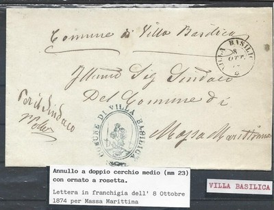 1874 FRANCHISE ENVELOPE FROM VILLA BASILICA X SEA MASS