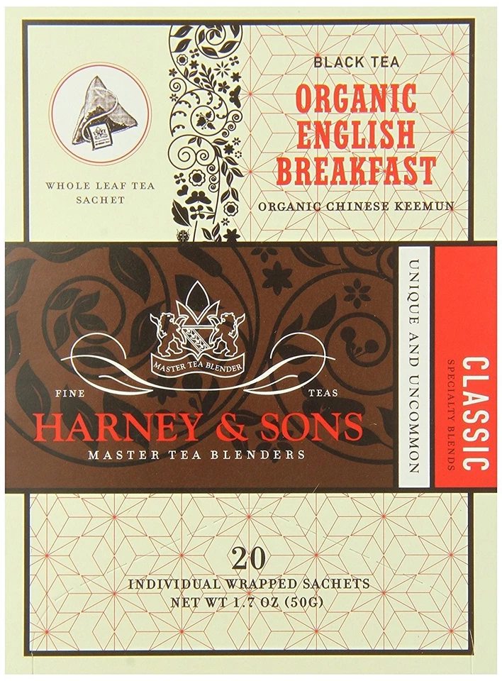 Bolsitas de té de desayuno orgánicas con cafeína - Mezcla Keemun suave en 120 unidades Foto 3 de 4