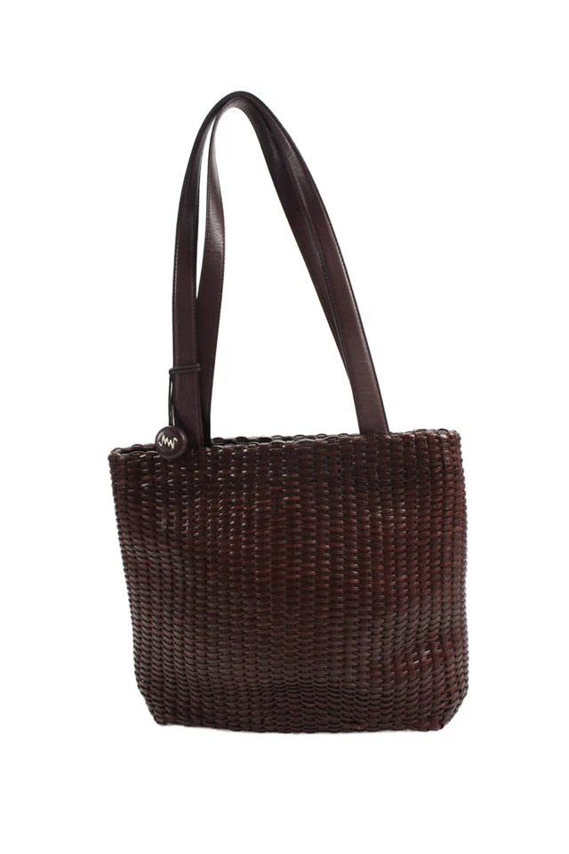 Bolso de Mano Monsac Mujer Doble Asa Cremallera Superior Cuero Tejido Marrón Foto 3 de 4