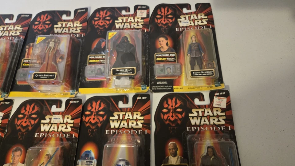 *Lote de 13* Chip Hasbro Star Wars Episodio I CommTech 4 pulgadas Figuras 1998 NRFB Foto 3 de 4