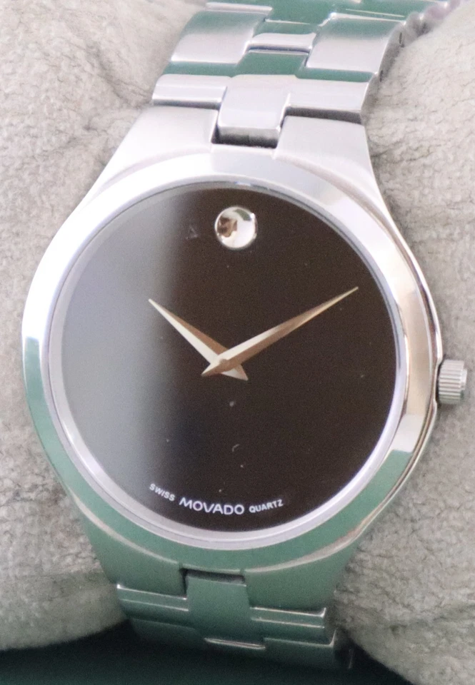 Роскошные кварцевые мужские наручные часы MOVADO черный циферблат ремешок из нержавеющей стали - Изображение 2 из 4