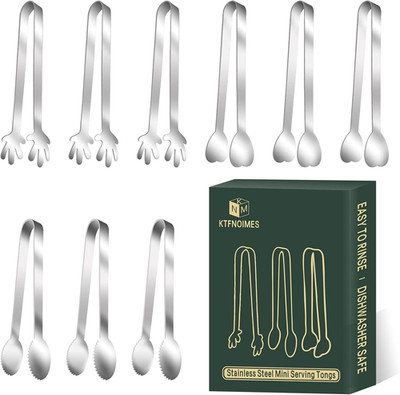 9 PCS Mini Serving Tongs,Stainless Steel Small Serving Utensils, Kitchen Tongs F