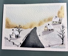 ACEO ATC  Dragon Shadow Flight “Umbra” Miniature Watercolor  ORIGINAL  OOAK