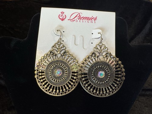 Premier Designs Nova Earrings Antique Brass Plated RV $23 NIB - Picture 4 of 6