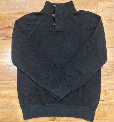 Loro Piana Cashmere Mock Neck Sweater Dark Gray Button Men's Size 48
