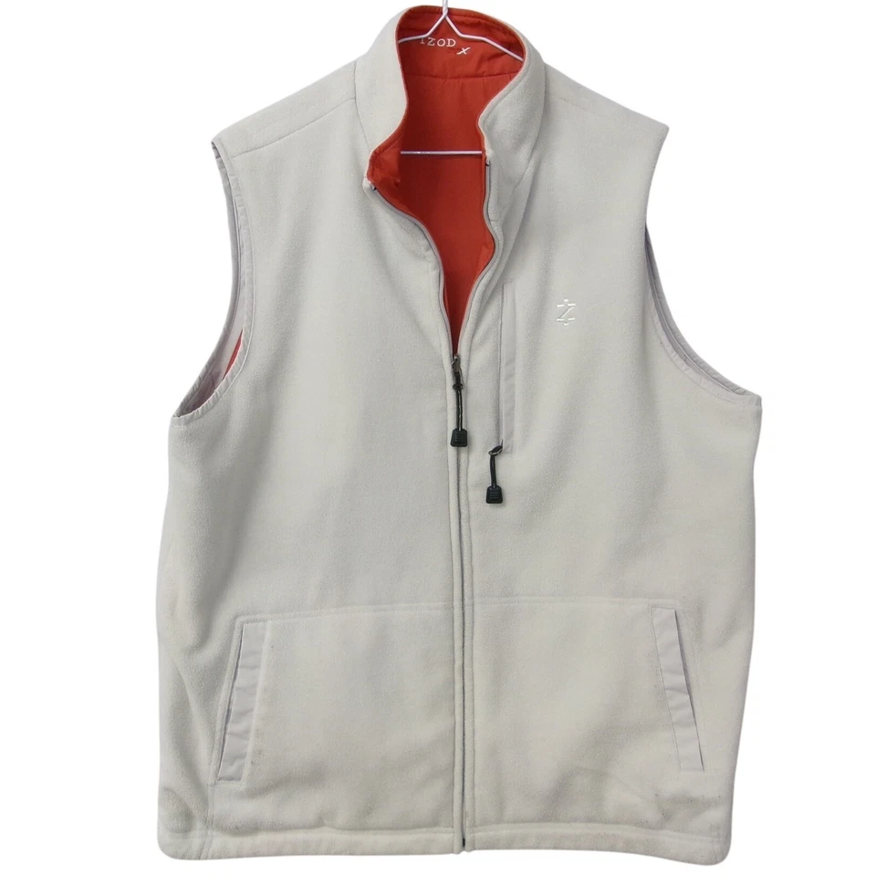 IZOD PerformX Men's Reversible Vest Orange Cream Fleece & Nylon Large - Image 4 of 4
