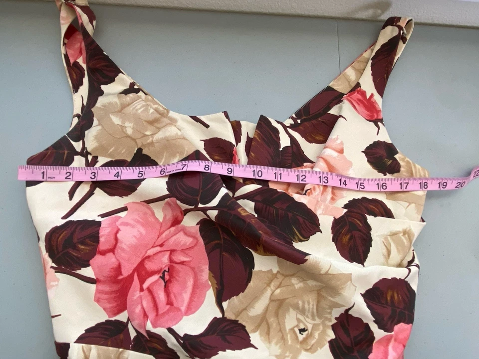 Vestido feminino Talbots fit & flare 12 mistura de seda floral estampa rosa sem mangas - Imagem 3 de 4