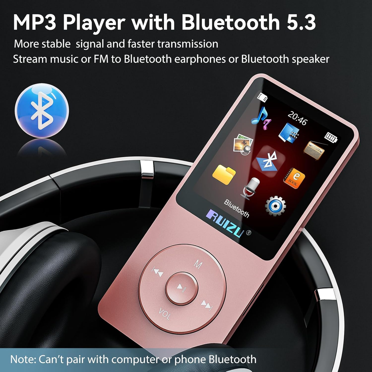 RUIZU 64GB MP3 Player with Bluetooth 5.3, 1.8