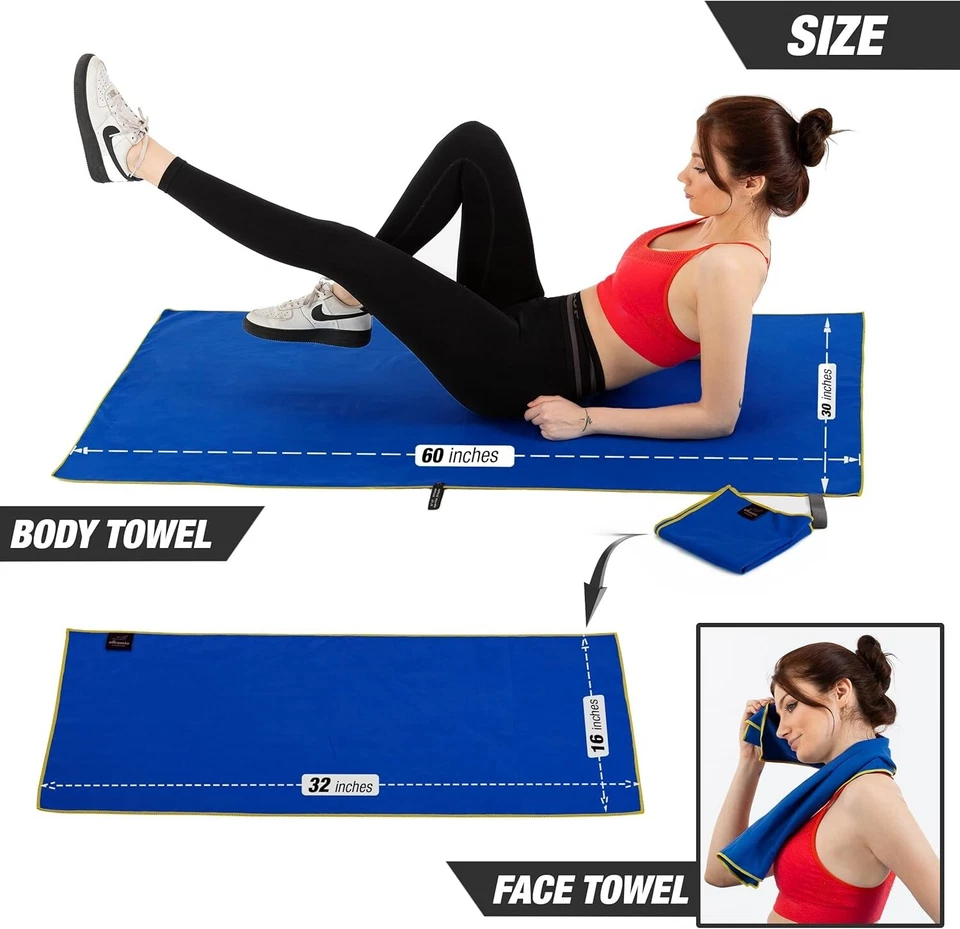 Juego de toallas de microfibra para gimnasio y viaje tamaño en 1 paquete XL y S secado rápido yoga Foto 4 de 4
