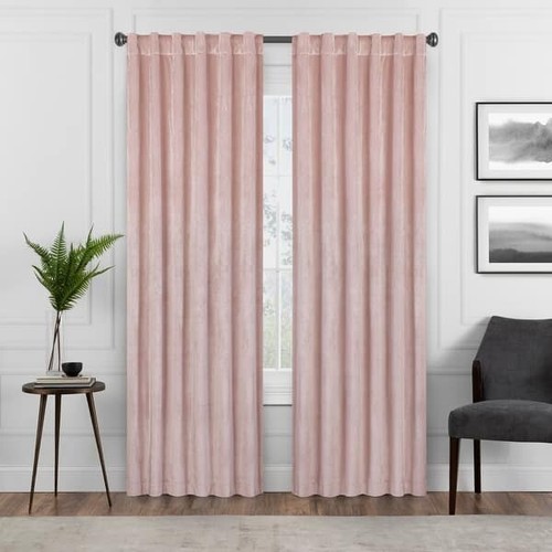 Eclipse Harper Velvet Rod Pocket Curtains for Bedroom, Single Panel, 50 in x 63 - Picture 4 of 7