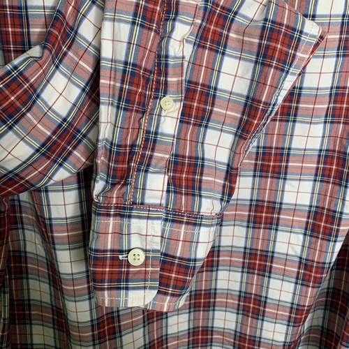 Abercrombie & Fitch Muscle Mens XL Red/White Plaid Long Sleeve Button Up Shirt - Picture 5 of 8