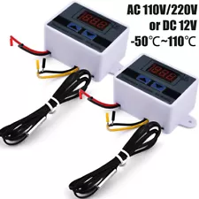 2PCS Digital Temperature Controller Heating Cooling LED Thermostat w/ NTC Probe
