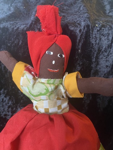 VTG 1970'S Jamaican Doll Handmade Black Topsy Turvy Flip Doll 10" - Picture 6 of 6