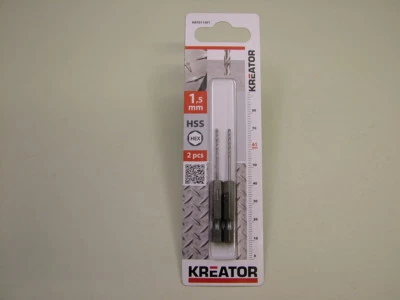 KREATOR Pack of 2 Hex shank HSS-G drill bits for metal/plastic/wood 1.5mm impact driver