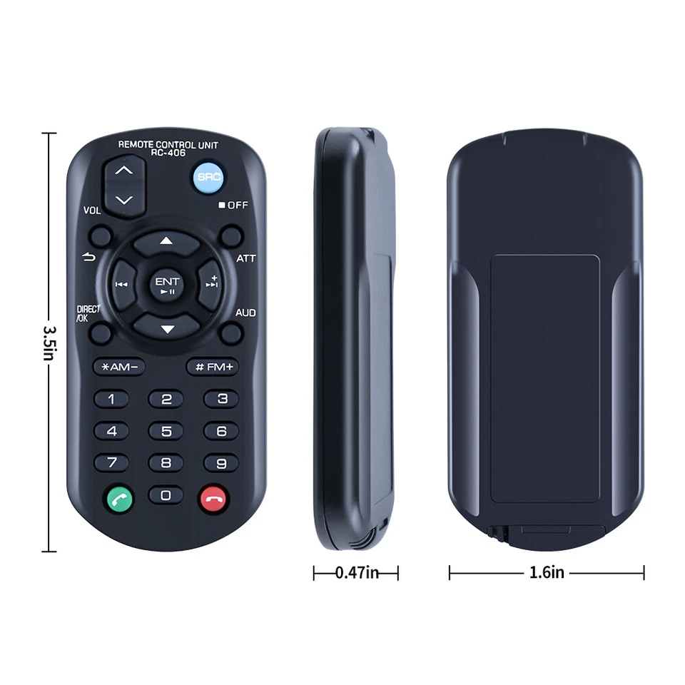 RC-406 Remote Control For Kenwood Receiver KMM-X704 KDC-X304 KDC-BT378U - Image 3 of 3