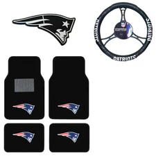 New NFL New England Patriots Car Truck Floor Mats Steering Wheel Cover & Emblem