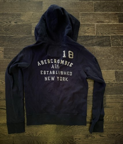 Abercrombie Hoodie Sweatshirt Boys Size XL Blue Full Zip Up 100% Cotton - Picture 2 of 5