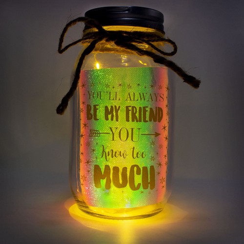 Tarro de cumpleaños con iluminación LED luciérnaga de vidrio de hadas masón regalo de cumpleaños siempre sé mi amigo - Imagen 2 de 2