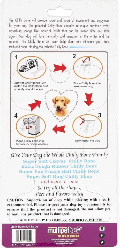 Multipet Chilly Bone Large Vanilla Flavor -Canvas Dog Toy for Teething & Chewing - Image 4 of 4