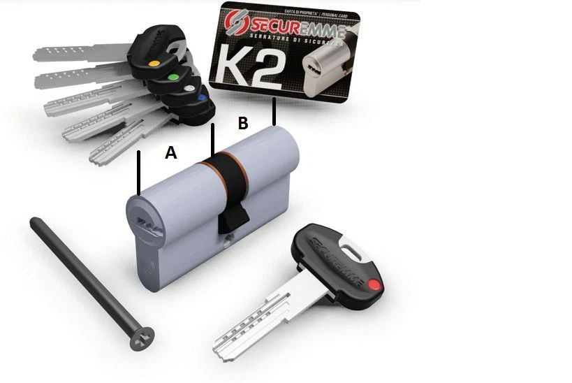 CILINDRO K2 SECUREMME PER SERRATURA A PROFILO EUROPEO 30 - 50