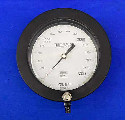ASHCROFT TEST GAUGE 10 psi subd 0-3000 MONEL K500 TUBE MONEL 400 SOCKET