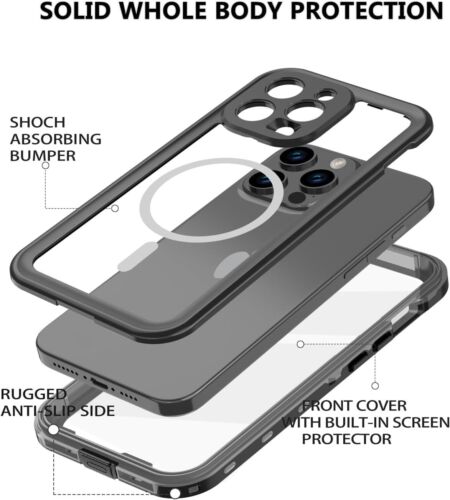 Custodia impermeabile per iPhone 15 14 13 Pro Max Plus antiurto resistente - Foto 4 di 20