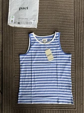 NWT Women’s Medium PACT Organic Cotton Boat Stripe Tank Top T-shirt Fair Trade