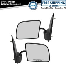 Black Manual Mirrors Goose Neck Style Pair Set For 94-06 Ford Van E150 Econoline