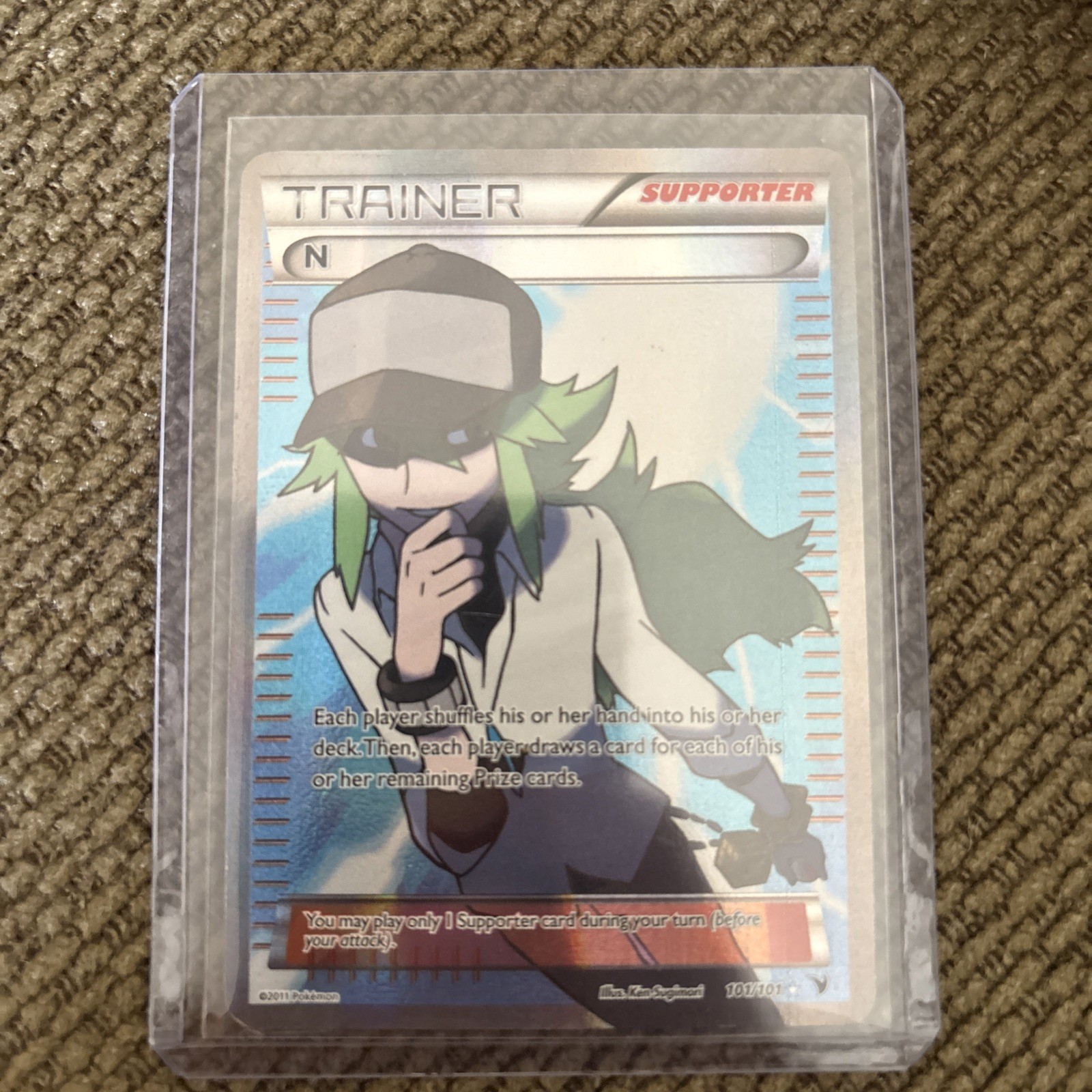 Pokémon Trainer N Full Art Holo Card 101/101 Noble Victories Supporter