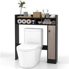 Over the Toilet Bathroom Cabinet Floor Storage Organizer w/ Adjustable Shelves