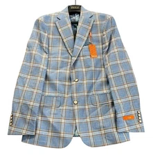 NEW Tallia Men's Slim-Fit Plaid Wool-Blend Sport Coat Blue Size 40 Long NWT