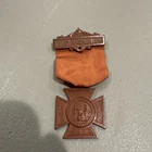 Antique 1883 Womans Relief Corp Cross Pin GAR w/ Rare Red Ribbon & Press Pin