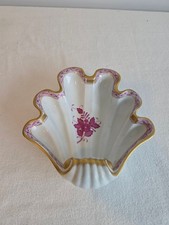 Vtg Herend Hungary Shell Dish Peony Orange Bo...