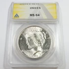 1922 D ANACS MS64 - Silver Peace Dollar $1 US Coin #57668A