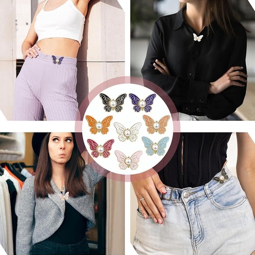 2X Butterfly Tighten Waist Button Clip for Pants Jeans Adjustable Detachable - Picture 9 of 19