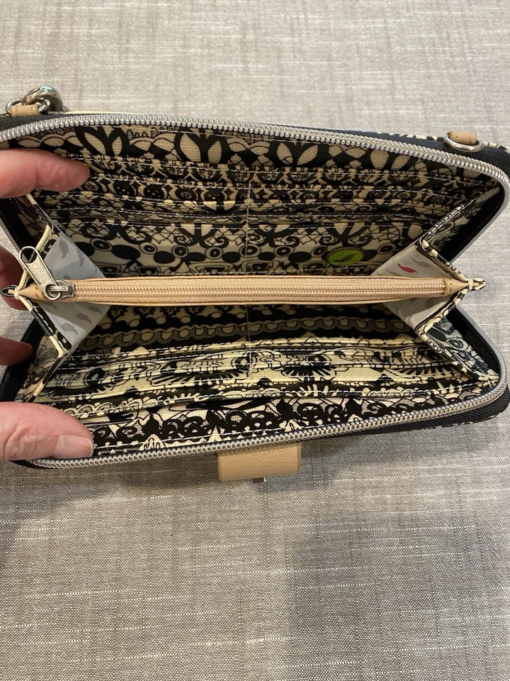 Porta-Cartão Telefone Sacroots Zip Around Wristlet, Preto Creme, Impressão Abstrata - Imagem 3 de 4